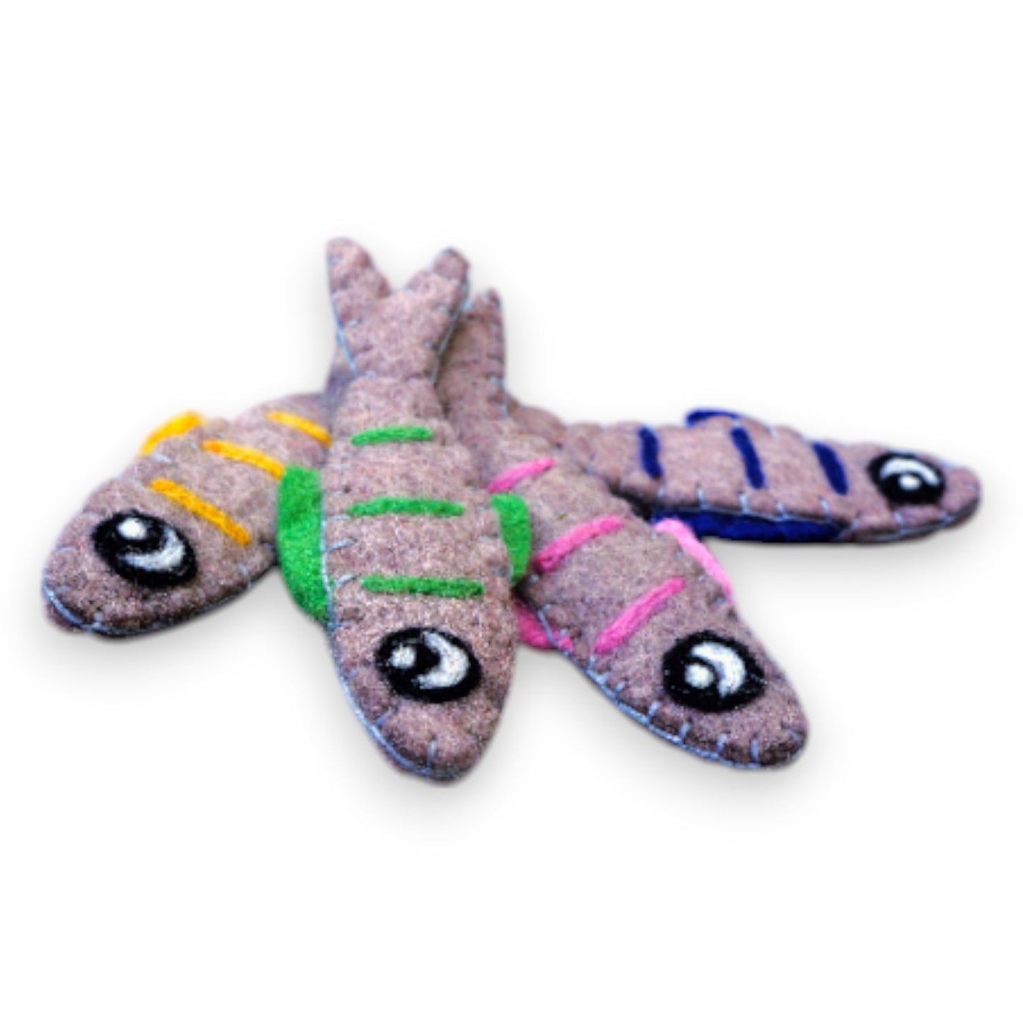Eco-Friendly Sardine Catnip Felt Fish Toy by Tiga Toys – Handmade, organic catnip, 100% New Zealand wool. Choose from Blue, Green, Pink, or Yellow.