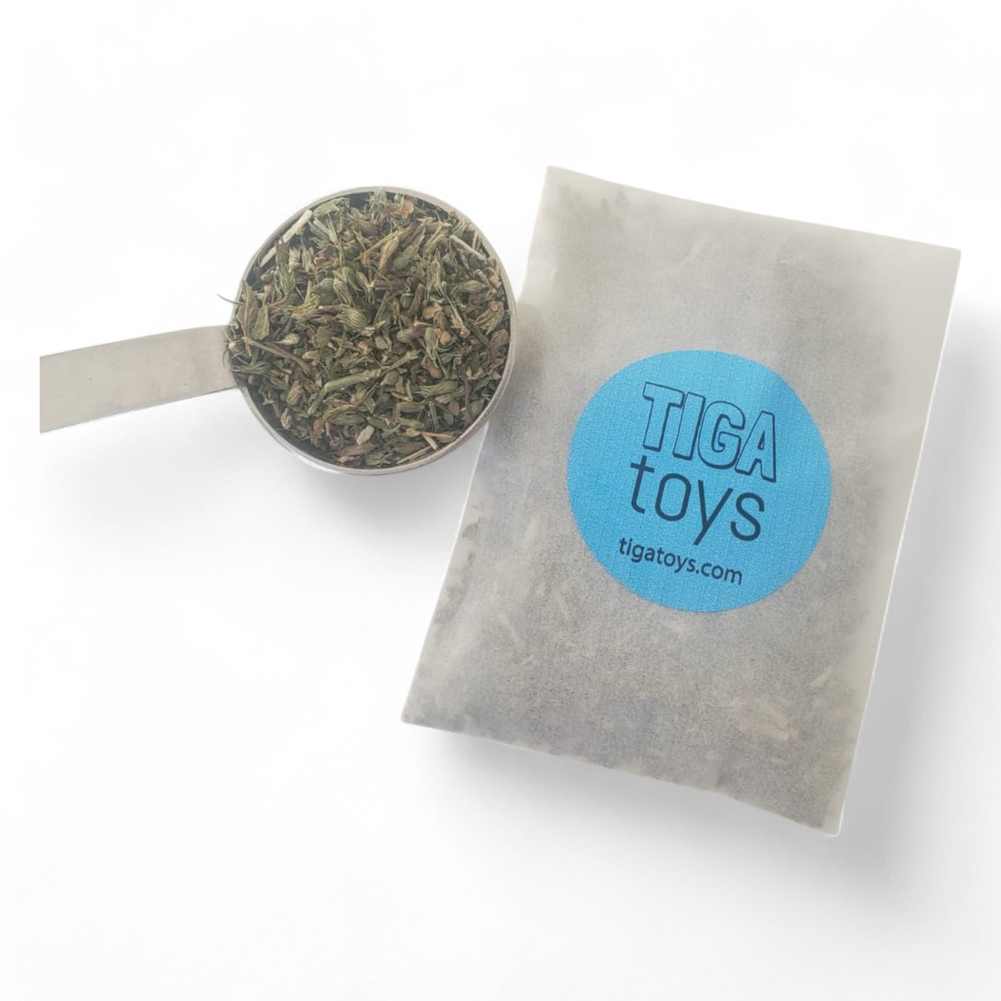 Potent Catnip - Leaf and bud catnip in 5g or 10g sizes, packaged in eco-friendly glassine recyclable or durable plastic packaging.