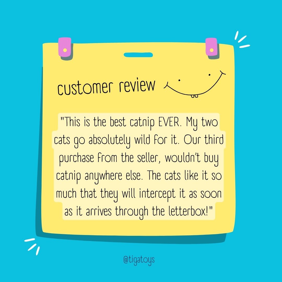 Potent Cat nip review - fine cat nip 5g or 10g glassine eco recyclable packet or resealable plastic bag.