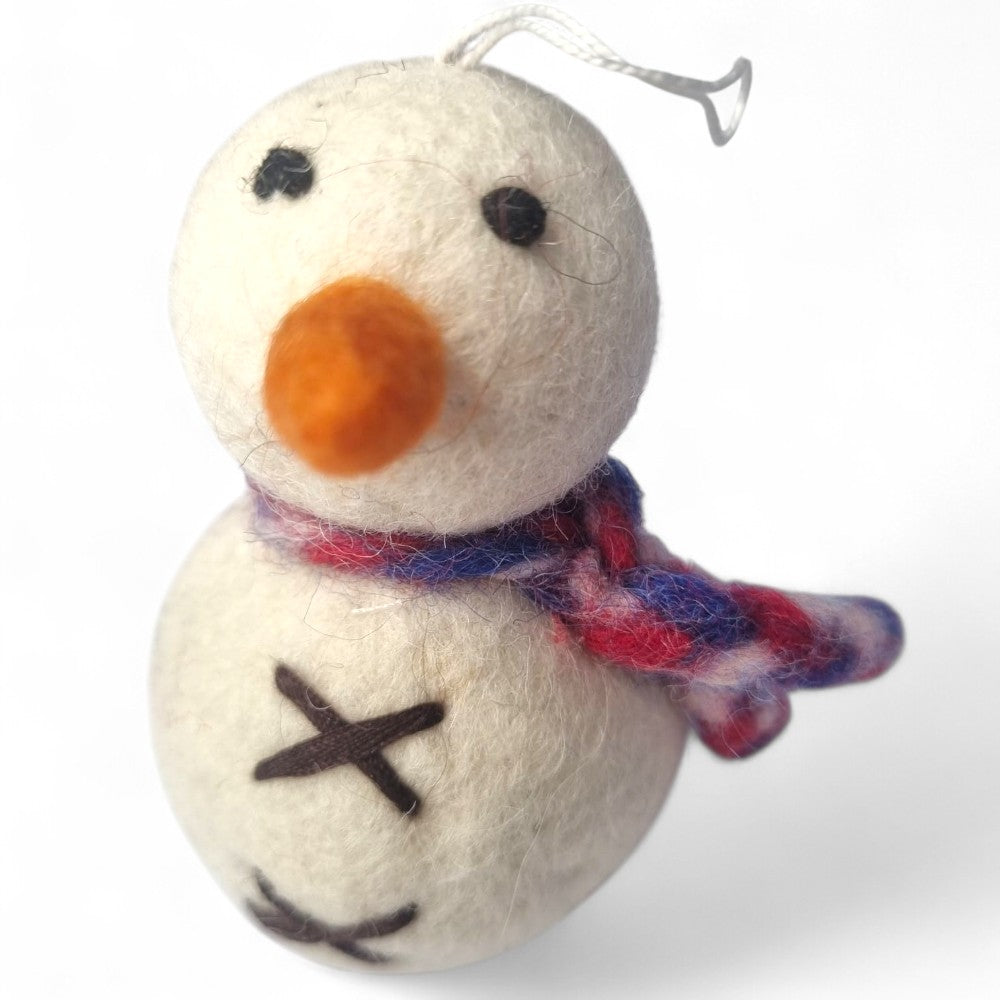 Felt Wool Snowman Ornament Cat Toy – Handmade Christmas Tree Decor & Cat Wand Toy – Eco-Friendly 2-in-1 Holiday Gift
